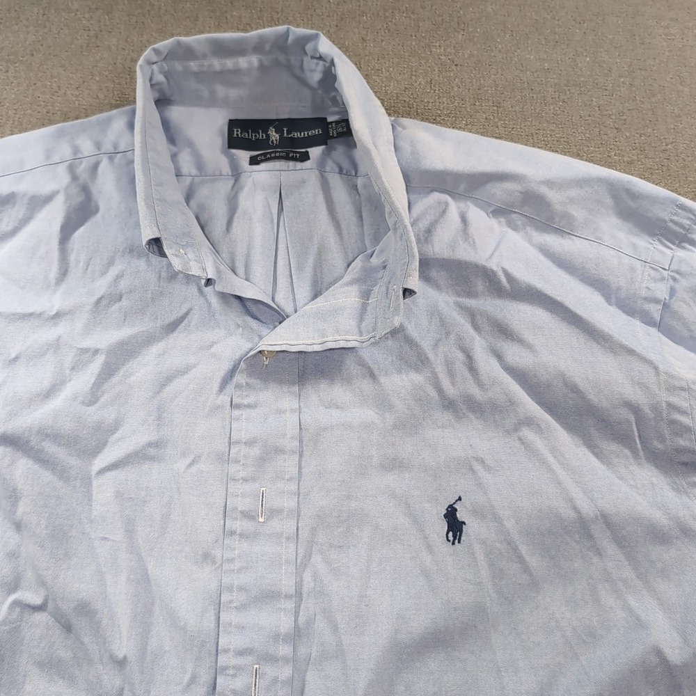 Vtg Ralph Lauren Blue Tag Dress Shirt Classic Fit Medium Men's 16 1/2 36/37